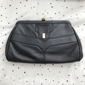 *SOLD* Vintage Black clutch/purse - minimal with silver hardware- GUC